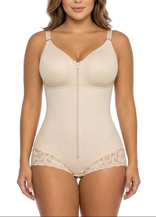 Women's Fajas Colombianas tummy control shapewear featuring built-in bra support and dual-layer compression fabric.