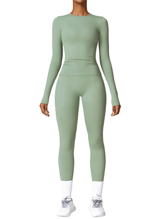 Women's Fitness Leggings and Long Sleeve Shirt Outfit