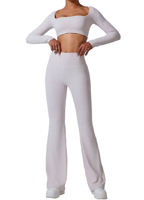 Women's Flared Activewear Set with Long Sleeve Top