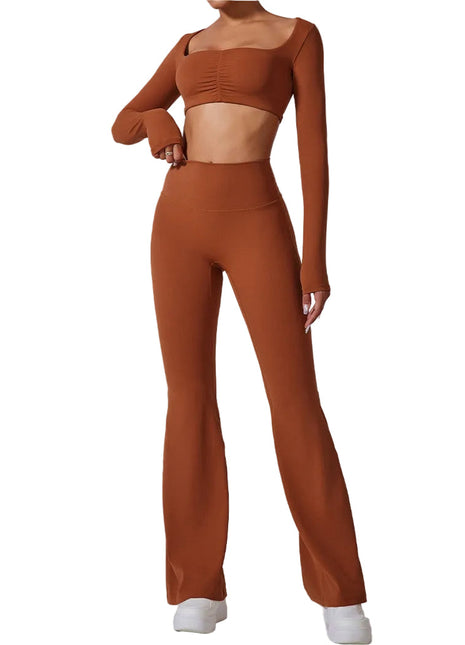 High-Waist Flared Yoga Pants Set for Women