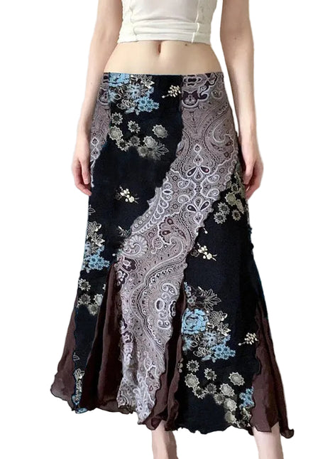 Versatile Women's Floral Maxi Skirt with Retro-Inspired Design