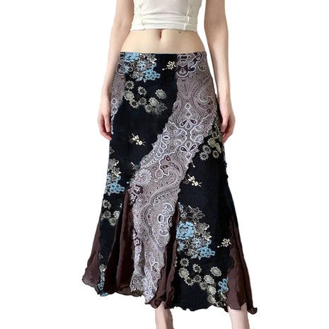 Versatile Women's Floral Maxi Skirt with Retro-Inspired Design