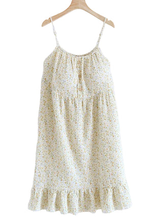 Sweet Floral Suspender Cotton Pyjamas Dress BLNDL