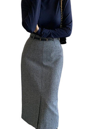 Sophisticated Gray Commuter Sheath Skirt for Autumn