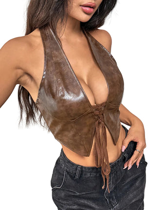 Women's Halter Neck Open Back Slim Fit Tank Top