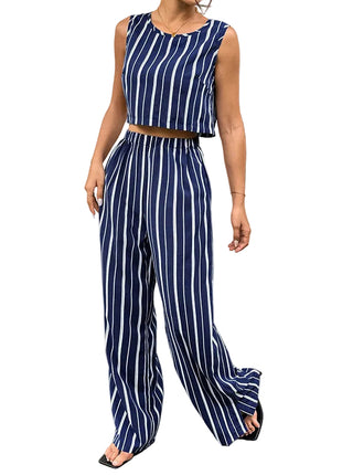 Women's High-Rise Flare Pants & Sleeveless Two-Piece Set