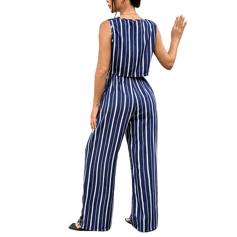 Women's High-Rise Flare Pants & Sleeveless Two-Piece Set blue blndl