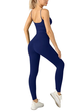 Women's High-Waist Yoga Set | Strap Sports Bra & Leggings Activewear night sea blndl