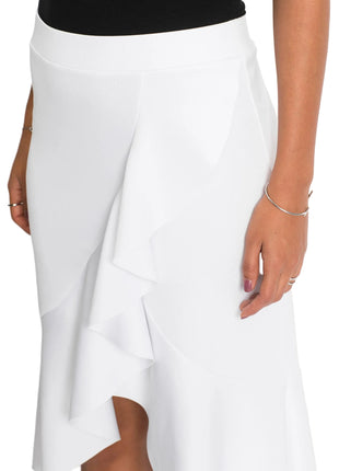 Elegant White Asymmetrical Pleated Linen Skirt for Women
