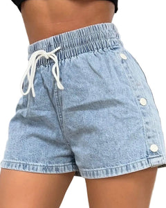 Versatile Women's Light Blue Cotton Denim Shorts