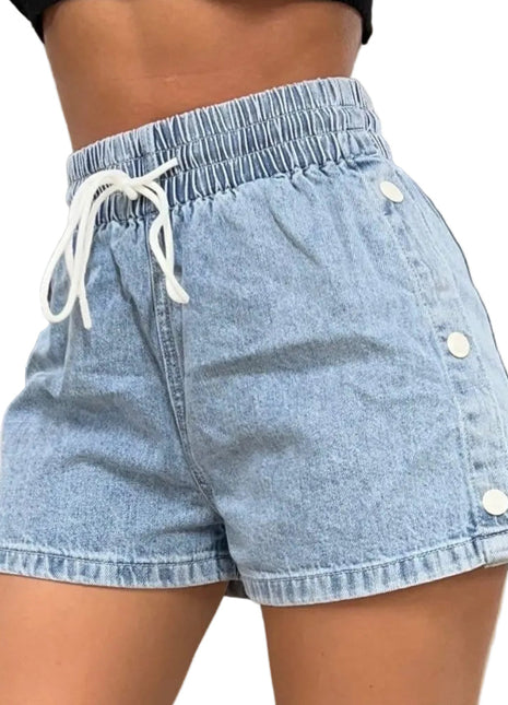 Versatile Women's Light Blue Cotton Denim Shorts