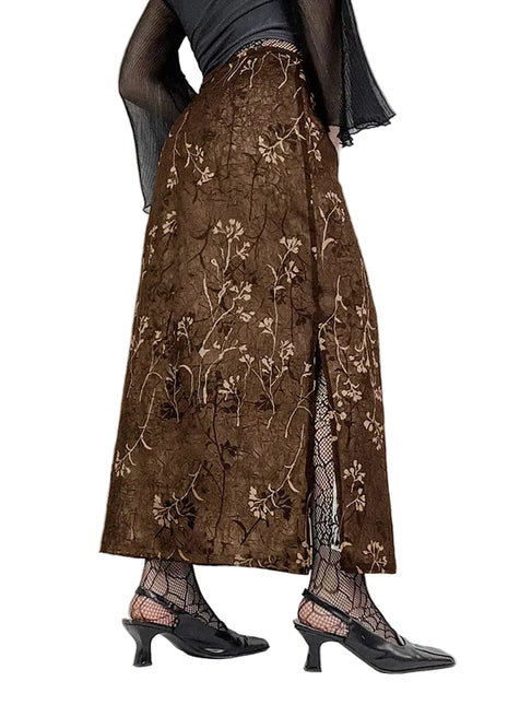 Women's Floral Printed High Waist Fishtail Maxi Skirt