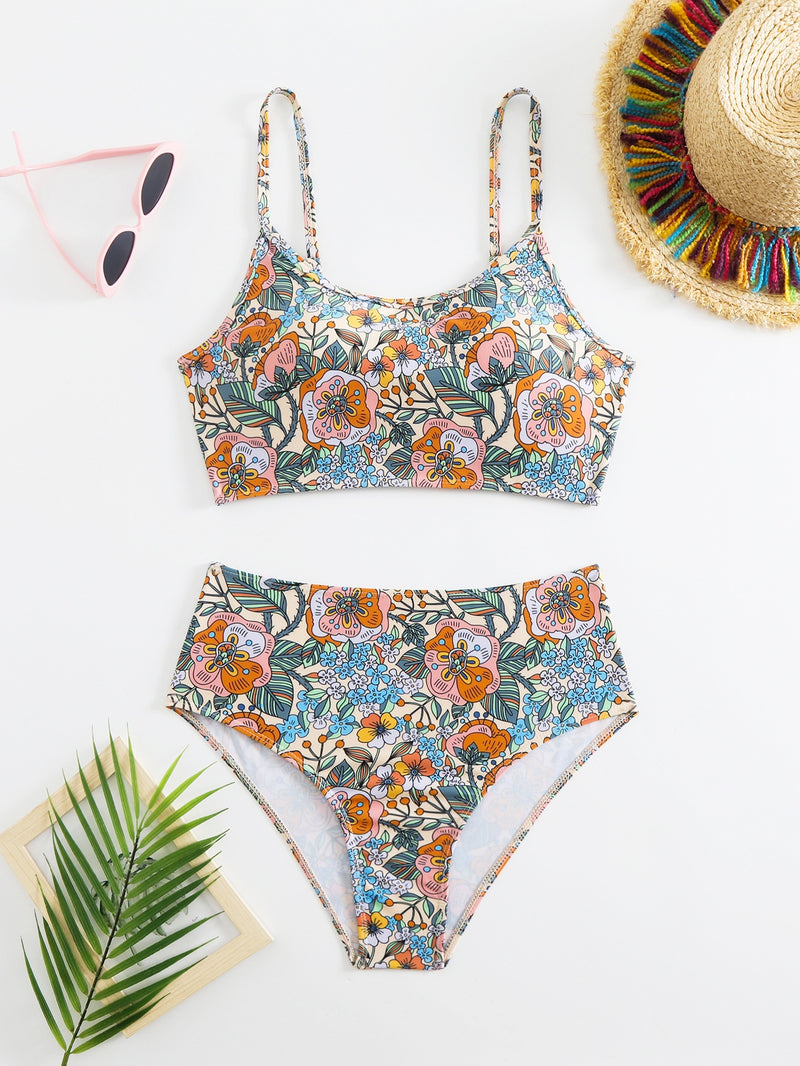 Women's High Waist Split Swimsuit