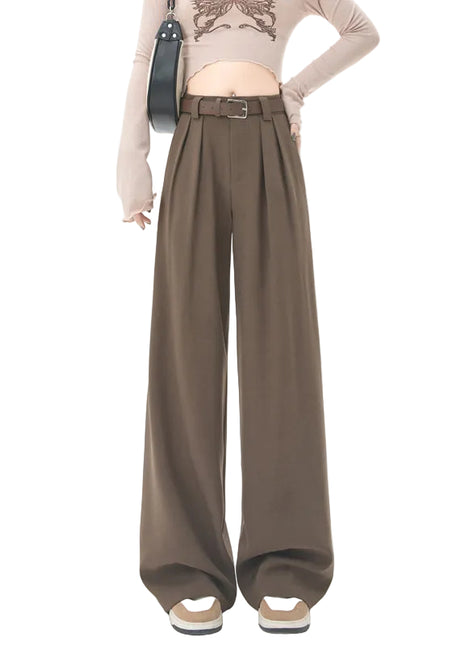Women’s high waist straight-leg pants with elegant loose fit design for office and casual wear.