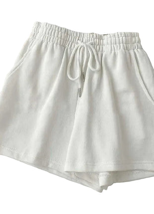 Women's Relaxed Fit High Waist Summer Shorts with Pockets white