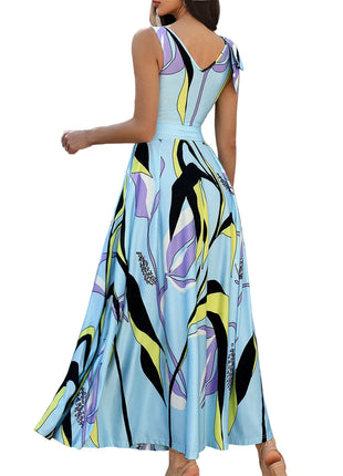 Women's Blue Floral Holiday Dress
