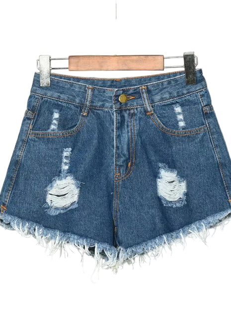Versatile Women's Washed Denim blue Shorts in Sizes S to 6XL