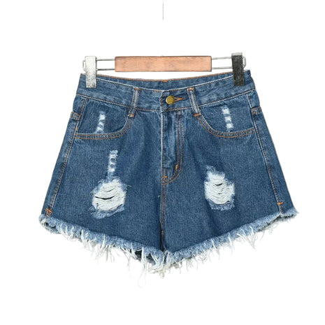 Versatile Women's Washed Denim blue Shorts in Sizes S to 6XL