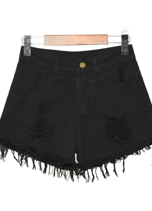 Versatile Women's Washed Denim black Shorts in Sizes S to 6XL
