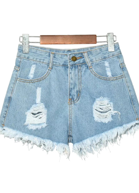Versatile Women's Washed Denim light blue Shorts in Sizes S to 6XL