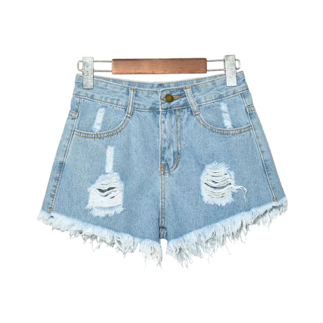 Versatile Women's Washed Denim light blue Shorts in Sizes S to 6XL