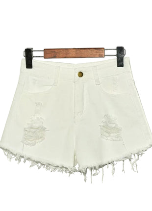 Versatile Women's Washed Denim white Shorts in Sizes S to 6XL