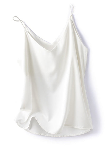Women's Japanese satin vest featuring a silky finish, loose-fit silhouette, and delicate single shoulder straps.