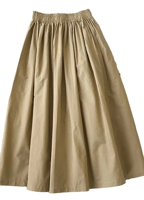 Elegant Anti-Pilling Office Midi Skirt in Khaki blndl