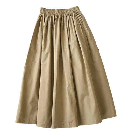 Elegant Anti-Pilling Office Midi Skirt in Khaki blndl