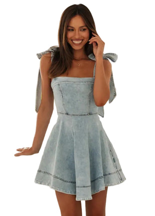 Women's Lace-Up Waist Denim Dress
Light Blue Cotton Denim Sleeveless Dress
Adjustable Lace-Up Denim Dress for Women
Casual Cotton Denim Summer Dress
Versatile Light Blue Denim Dress