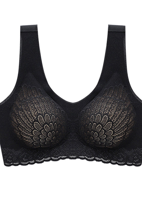 Women's Lace Latex Wireless Sports Bra