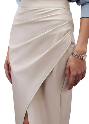 Elegant PU Leather Bodycon Midi Skirt for Women