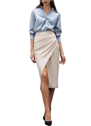 Elegant PU Leather Bodycon Midi Skirt for Women