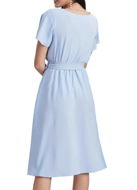 Women's Short Sleeve Maxi Dress with Belt