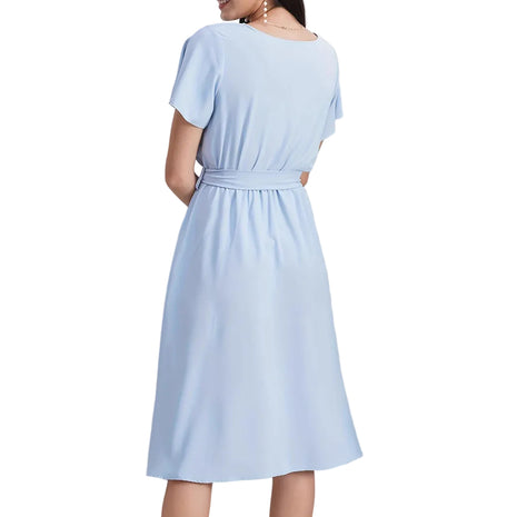 Women's Short Sleeve Maxi Dress with Belt