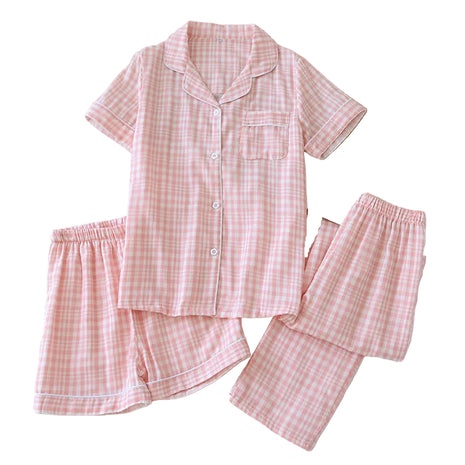 Versatile Women's Cotton Gauze Three-Piece Pyjamas BLNDL