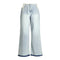 Y2K Light Blue Wide Leg Jeans with Rhinestone Star