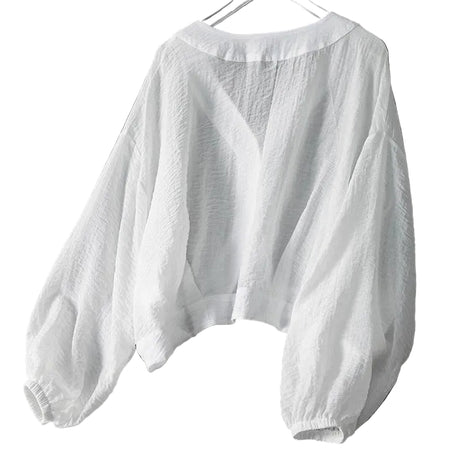 Women's Lightweight Batwing Sleeve Shirt | Loose-Fit White Button-Up Top blndl white blndl