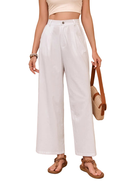 Versatile Women's White Linen Summer Pants