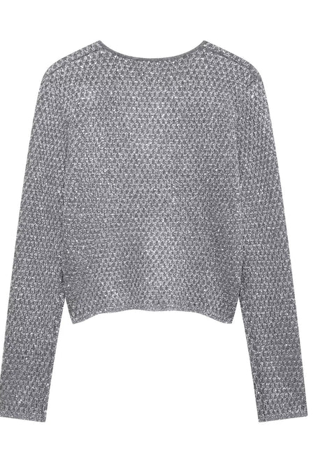 Versatile Women's Knitted Coat with Relaxed Fit and Sequins