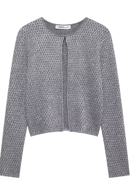Women's Knitted Coat in Gray with Sequin Detail