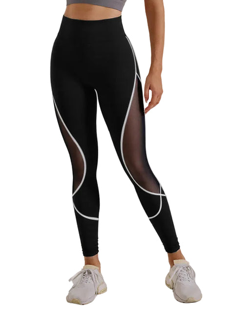 Women's Mesh High Waist Yoga Pants in Black