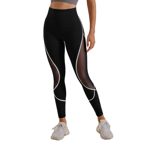Women's Mesh High Waist Yoga Pants in Black