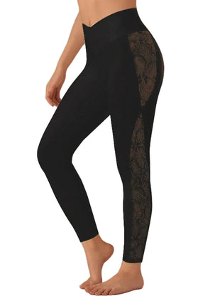 Women's Mesh Lace Stitching High Top Leggings