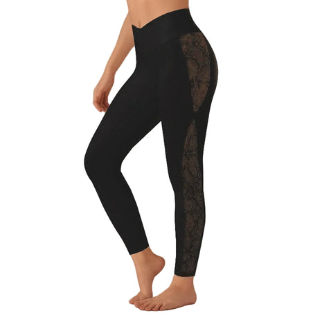 Women's Mesh Lace Stitching High Top Leggings