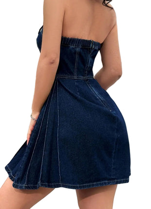 Women's Off-Shoulder Corset Denim Mini Dress
Blue Denim-Look Off-Shoulder Mini Dress
Corset Waist Sleeveless Denim Dress
Women's Casual Denim Mini Dress
Versatile Off-Shoulder Blue Mini Dress