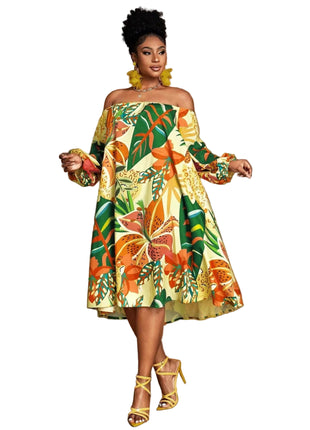 Women's Off-Shoulder Floral Loose-Fit Dress – Fresh, Feminine & Effortlessly Chic online shop blndl 