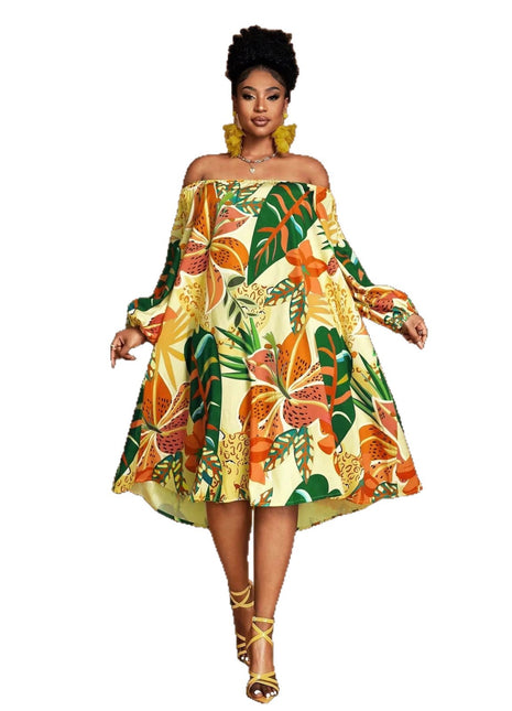 Women's Off-Shoulder Floral Loose-Fit Dress – Fresh, Feminine & Effortlessly Chic online shop blndl new