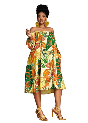 Women's Off-Shoulder Floral Loose-Fit Dress – Fresh, Feminine & Effortlessly Chic shop blndl online