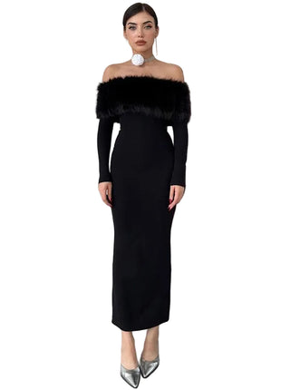 Elegant Black Off-Shoulder Evening Dress